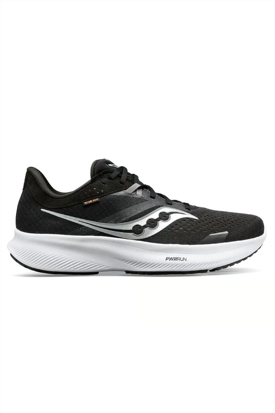 NEW SAUCONY men's ride 16 road running shoes in black white